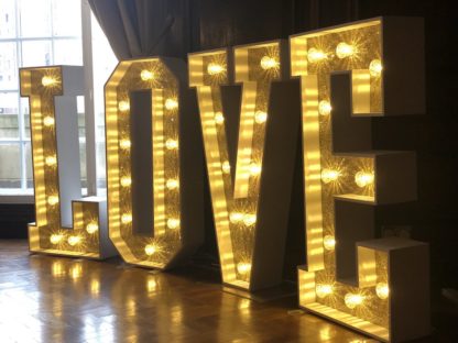 Antique Gold Glitter Love Letters Light Up Letters Wedding