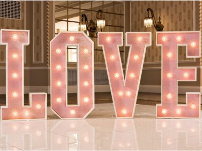 Ice Pink Glitter Love Letters Light Up Wedding Event Large Scene My Event